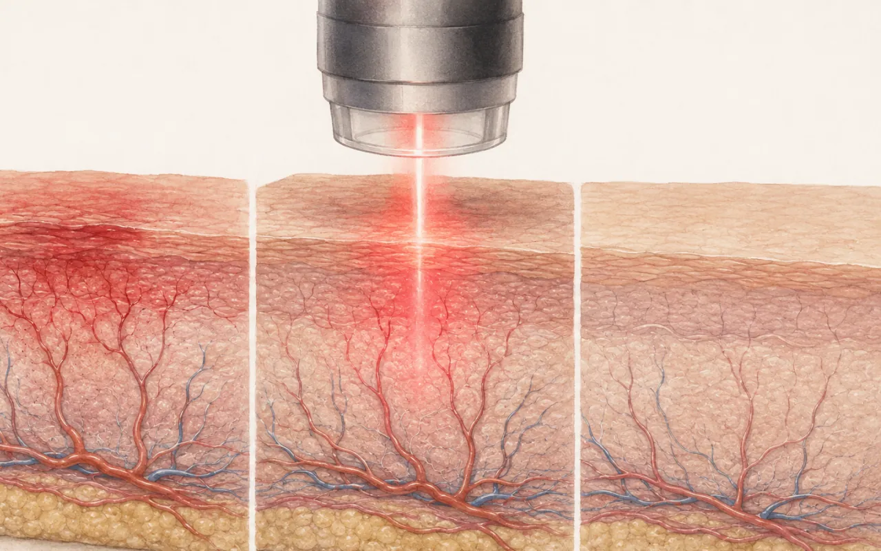 تحسين الأوعية الدموية والاحمرار باستخدام تقنية V-Laser